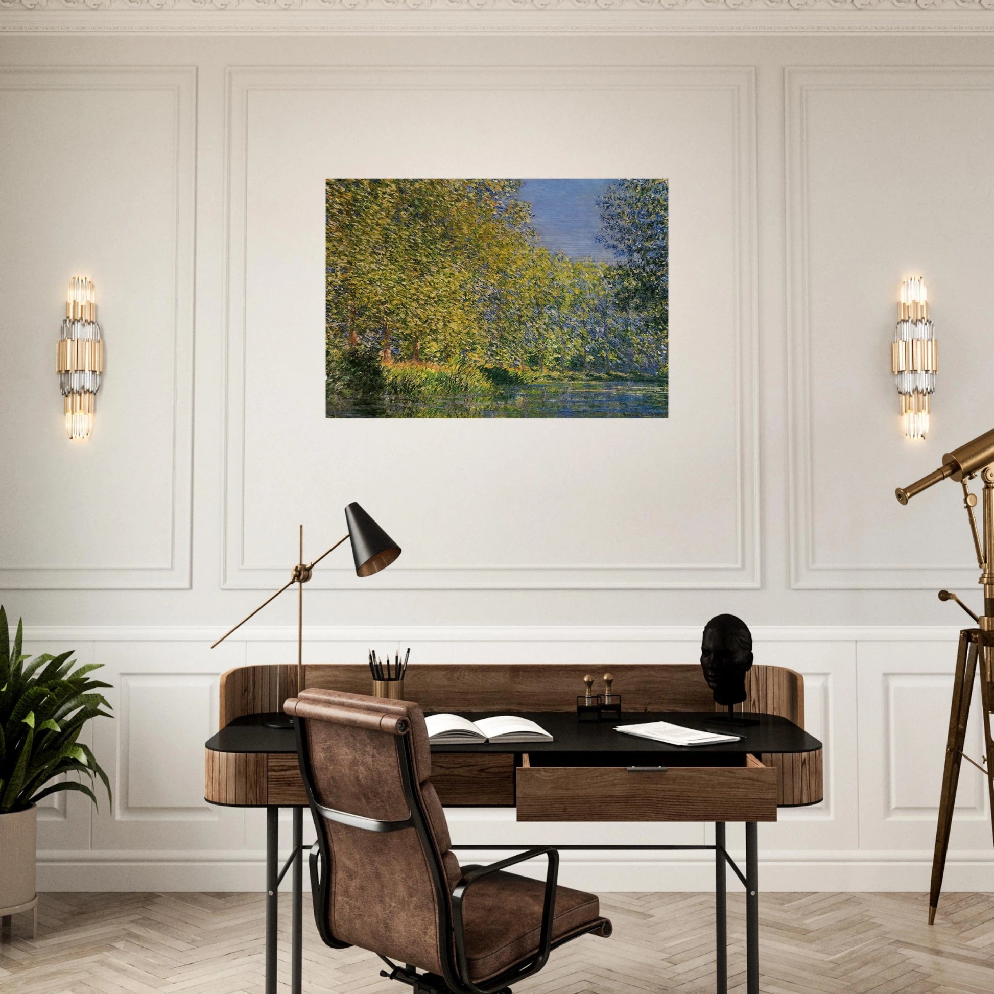 Bend in the River Epte - claude monet Brushed Aluminum Print - 70x100 cm / 28x40 inches | claude monet Aluminum Print | claude monet Prints