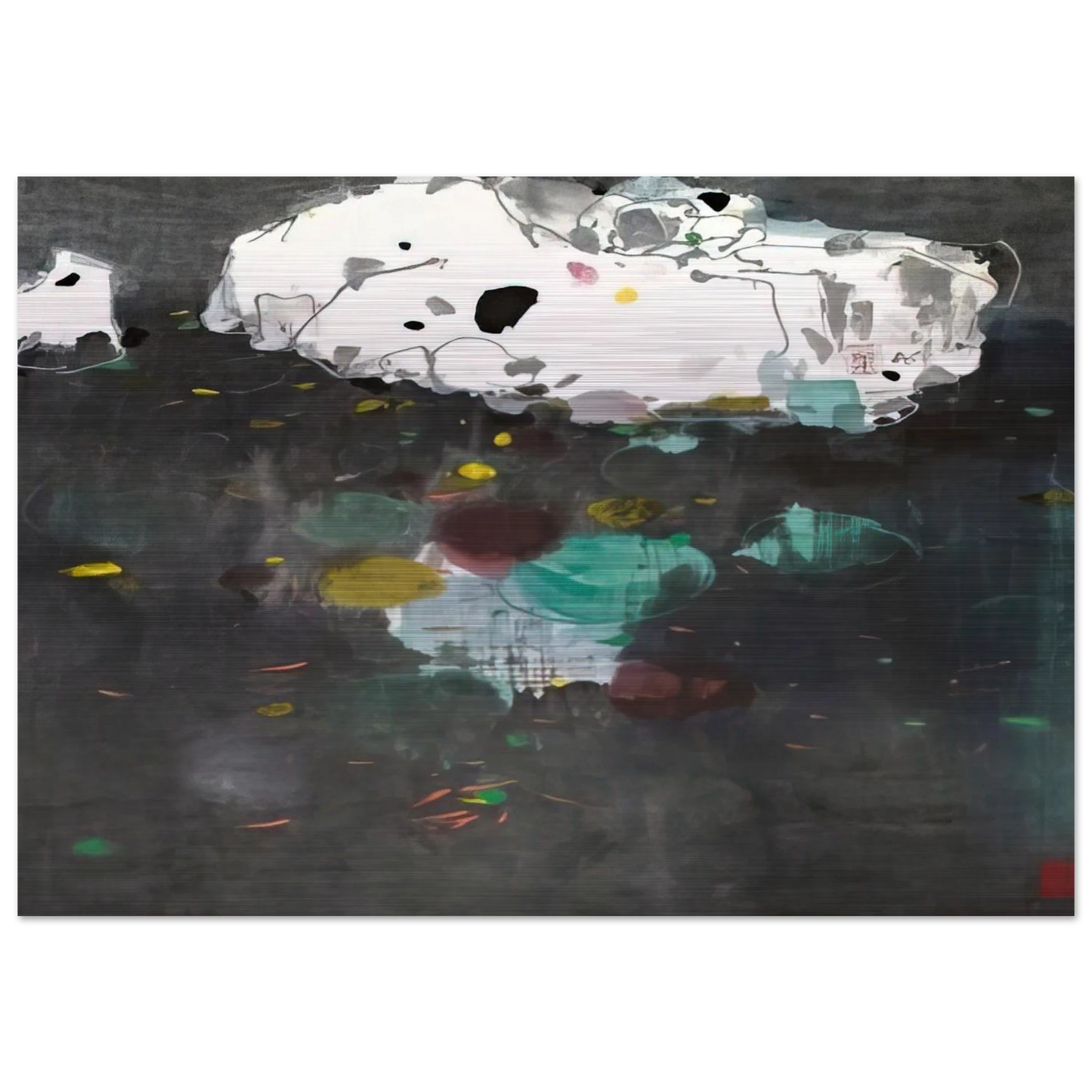 Fishes - 1986 - Wu Guanzhong Brushed Aluminum Print - 70x100 cm / 28x40 inches | Wu Guanzhong Aluminum Print | Wu Guanzhong Prints