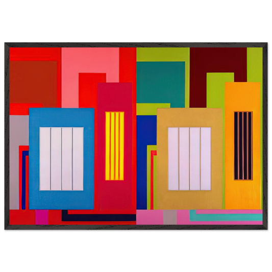 Super Size - 2000 - Peter Halley 70x100 cm / 28x40 inches Framed Art Print – Black Wooden Frame