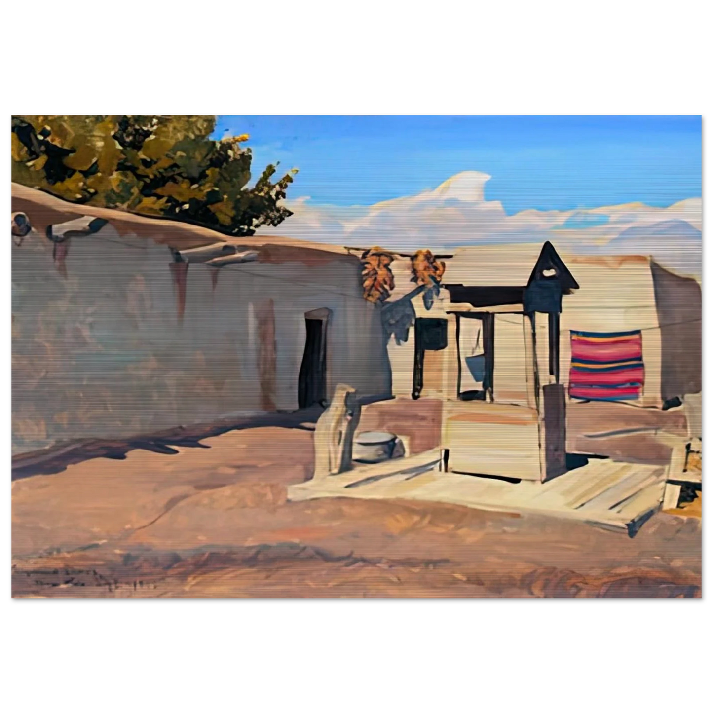 OLD PATIO 1931 - Maynard Dixon Brushed Aluminum Print - 70x100 cm / 28x40 inches | Maynard Dixon Aluminum Print | Maynard Dixon Prints