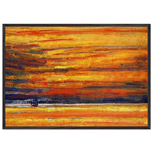 Sailing Vessel at Sea Sunset - Childe Hassam 70x100 cm / 28x40 inches Framed Art Print – Black Wooden Frame