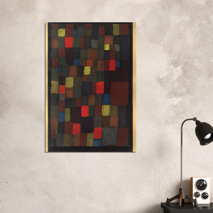 ABSTRACT COLOUR HARMONY IN SQUARES WITH VERMILLION ACCENTS 1924 - Paul Klee Brushed Aluminum Print - 70x100 cm / 28x40 inches | Paul Klee Aluminum Print | Paul Klee Prints