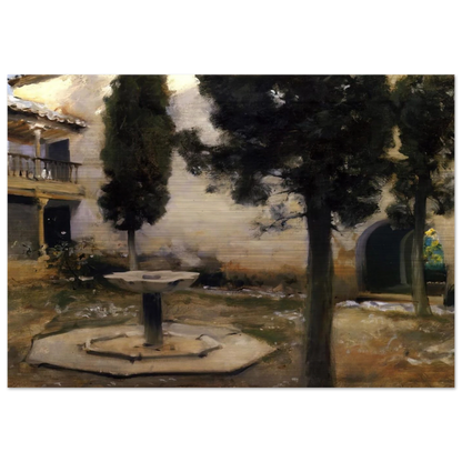 Alhambra, Patio de la Reja - John Singer Sargent Brushed Aluminum Print - 70x100 cm / 28x40 inches | John Singer Sargent Aluminum Print | John Singer Sargent Prints