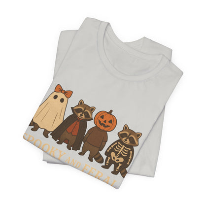Gruseliges Waschbär-Shirt, lustiges Halloween-T-Shirt mit Grafik, süßes Vintage-Herbst-T-Shirt, trendiges Damen-Halloween-Shirt, T-Shirt mit wildem Waschbär-Motiv