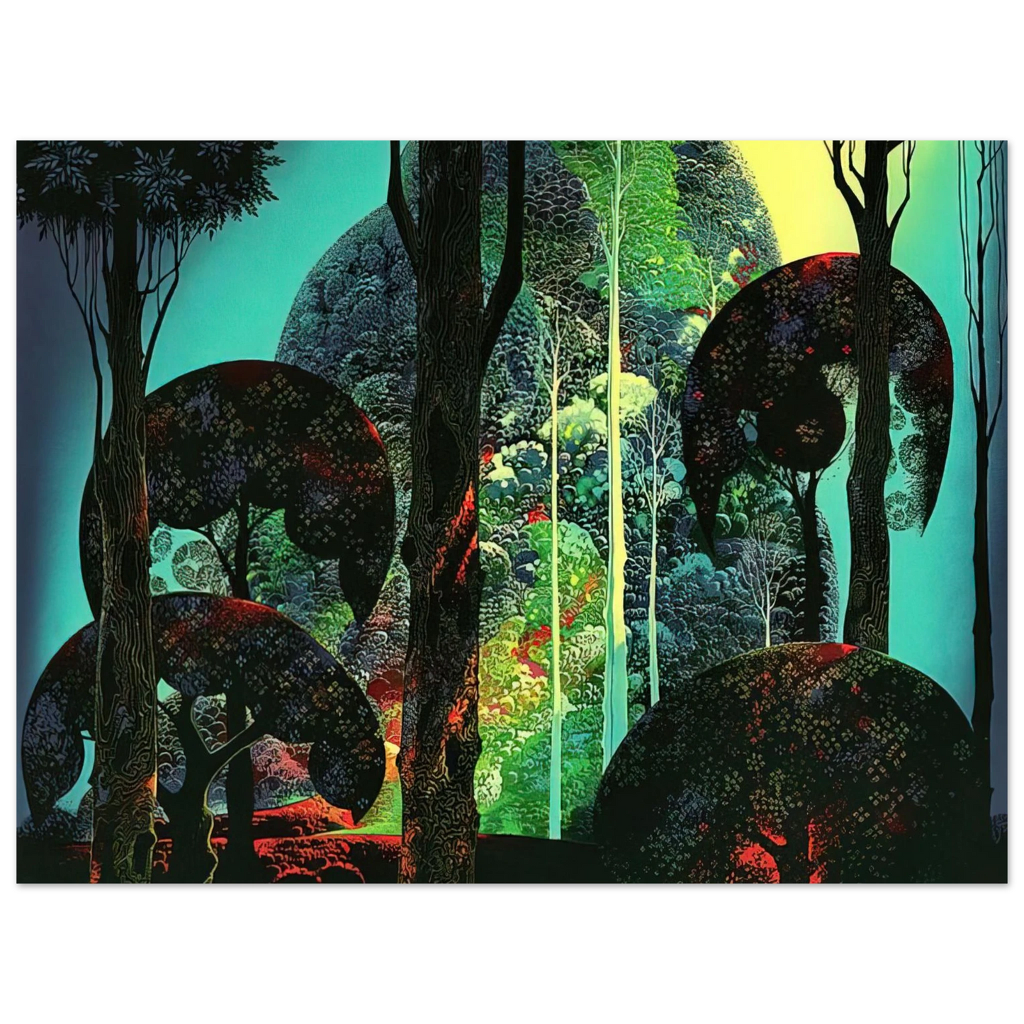 Eyvind Earle - Fired by Sun  75x100 cm / 30x40inches Fine Art Poster