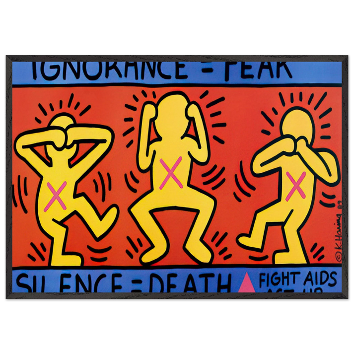 IGNORANCE FEAR 1989 N2 - Keith Haring 70x100 cm / 28x40 inches Framed Art Print – Black Wooden Frame