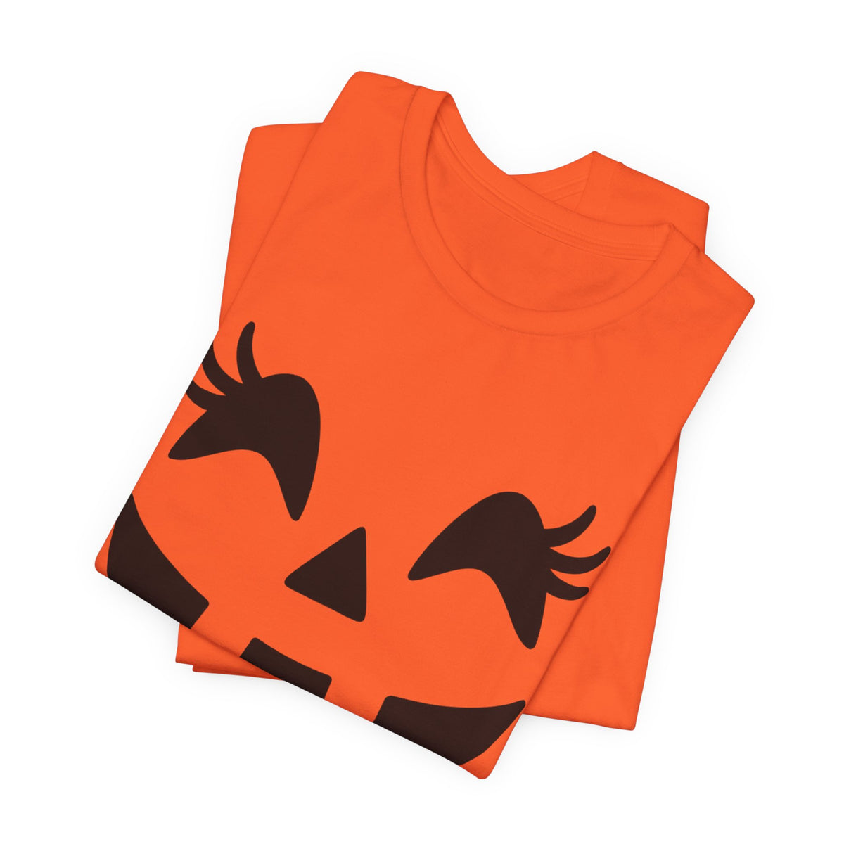 Jack O'Lantern Gesicht Kürbis Wimpern Halloween Damen Mädchen T-Shirt