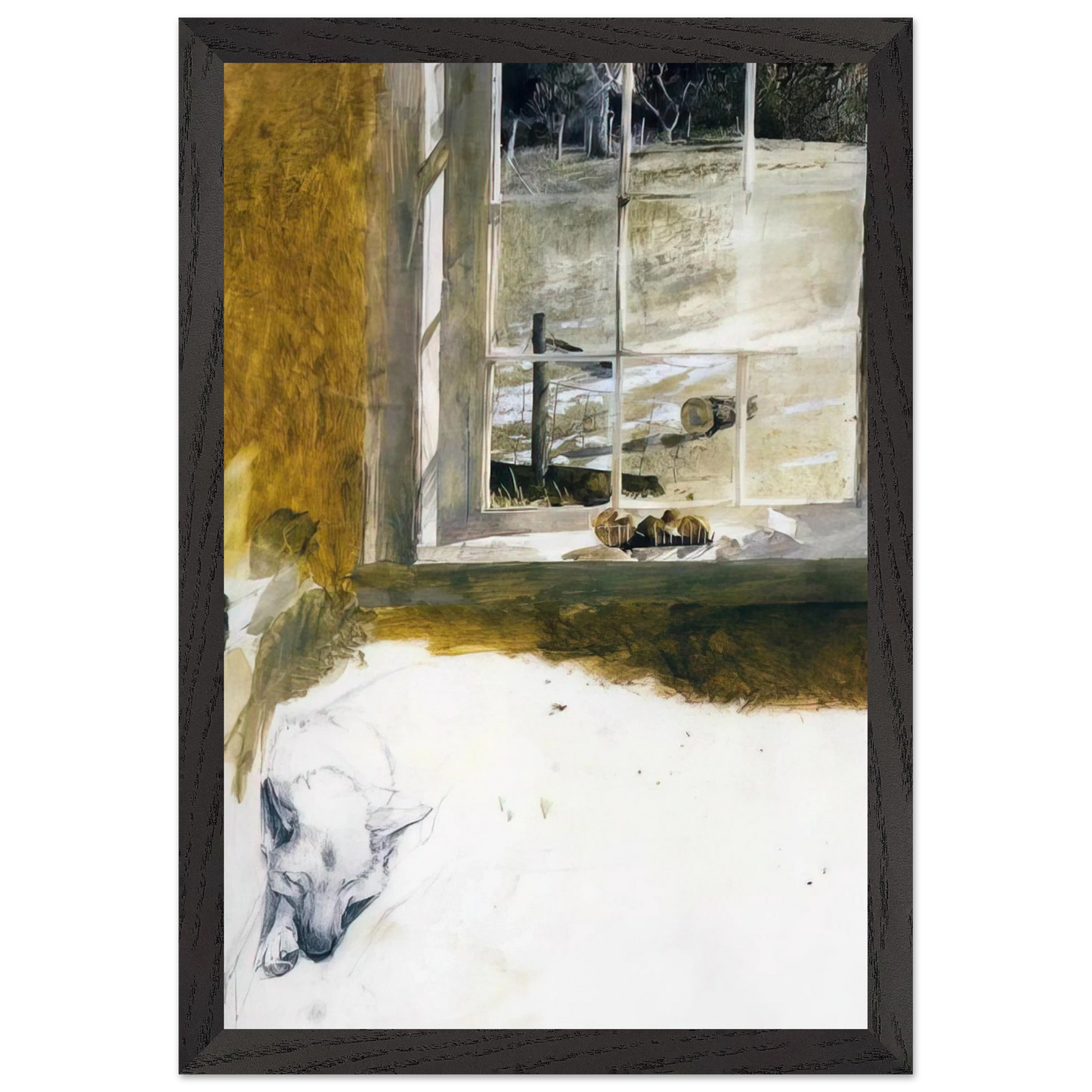 Andrew Wyeth - GROUNDHOG DAY 3 Wall Art - 21x29.7 cm / 8x12" - Premium Wooden Framed Poster With Fine Art Paper-canvas - White frame