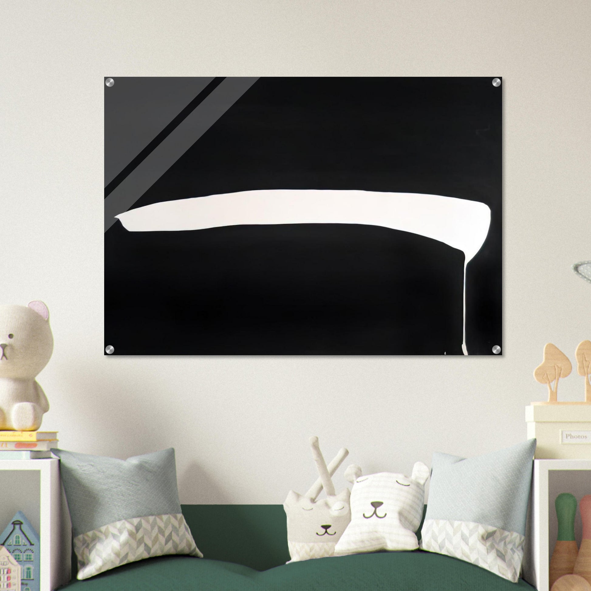 White Line on Black - 1968 - Jiro Yoshihara Acrylic Print - 70x100 cm / 28x40″ inches