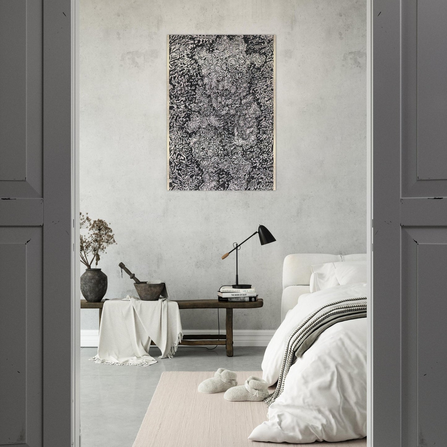 FIGURE WITH HAT IN A LANDSCAPE 1960 - Jean Dubuffet Brushed Aluminum Print - 70x100 cm / 28x40 inches | Jean Dubuffet Aluminum Print | Jean Dubuffet Prints