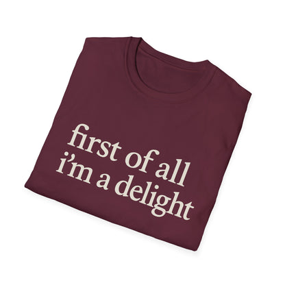 „Zuallererst bin ich eine Freude“-Shirt, lustiges T-Shirt mit Spruch für Frauen, freches T-Shirt mit witzigem Grafikdruck, Geschenkidee für die beste Freundin