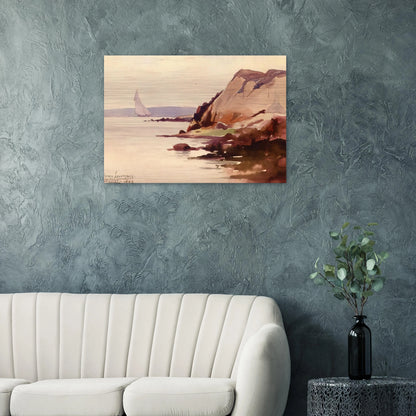 Sailing off Gloucester Coast - 1888 - Sydney Laurence Brushed Aluminum Print - 70x100 cm / 28x40 inches | Sydney Laurence Aluminum Print | Sydney Laurence Prints