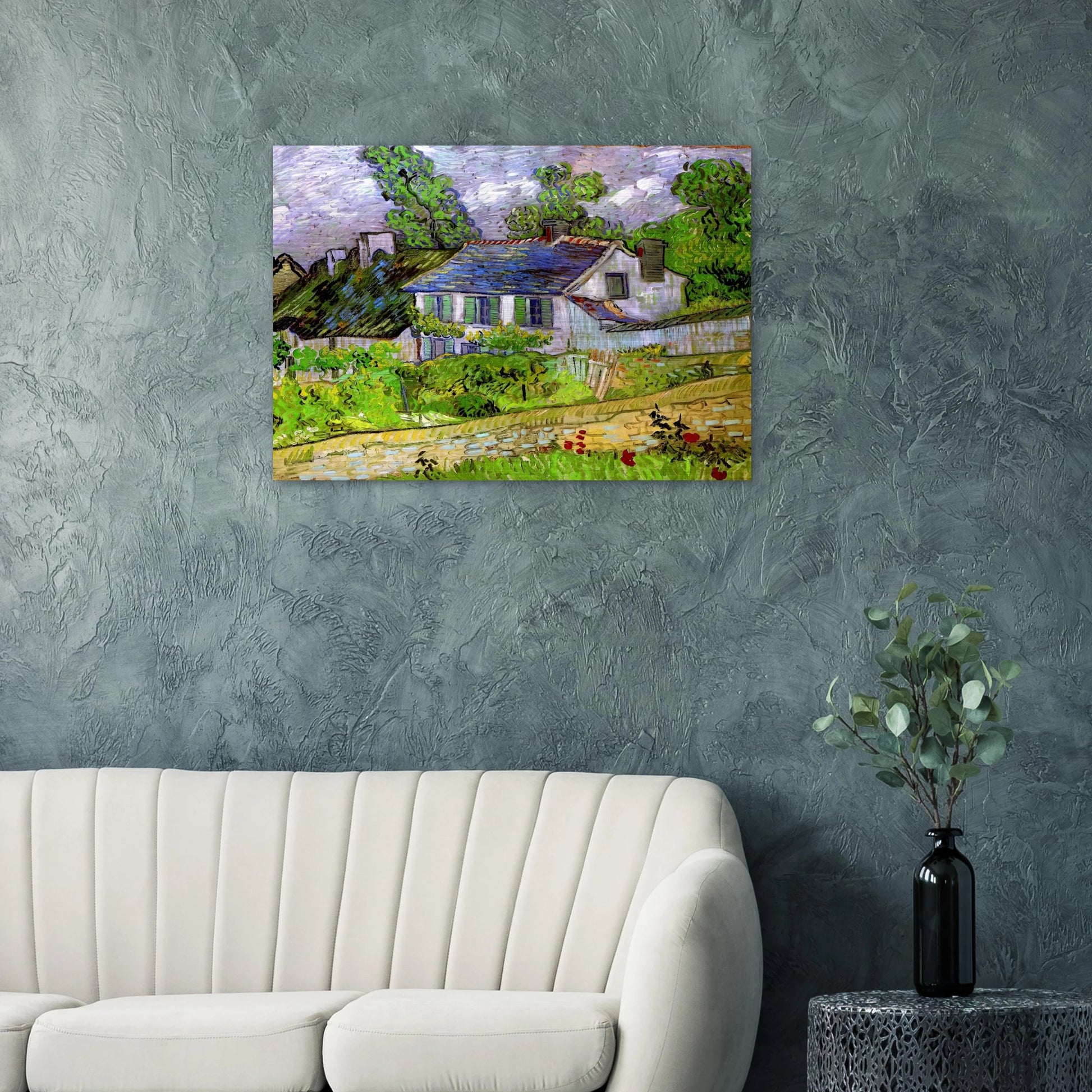 Houses in Auvers - Vincent van Gogh Brushed Aluminum Print - 70x100 cm / 28x40 inches | Vincent van Gogh Aluminum Print | Vincent van Gogh Prints