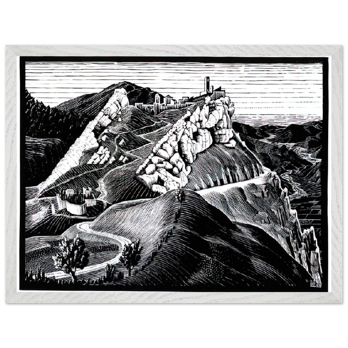 MC Escher - ESCHER (16) Wall Art - 21x29.7 cm / 8x12" - Premium Wooden Framed Poster With Fine Art Paper-canvas - Wood frame