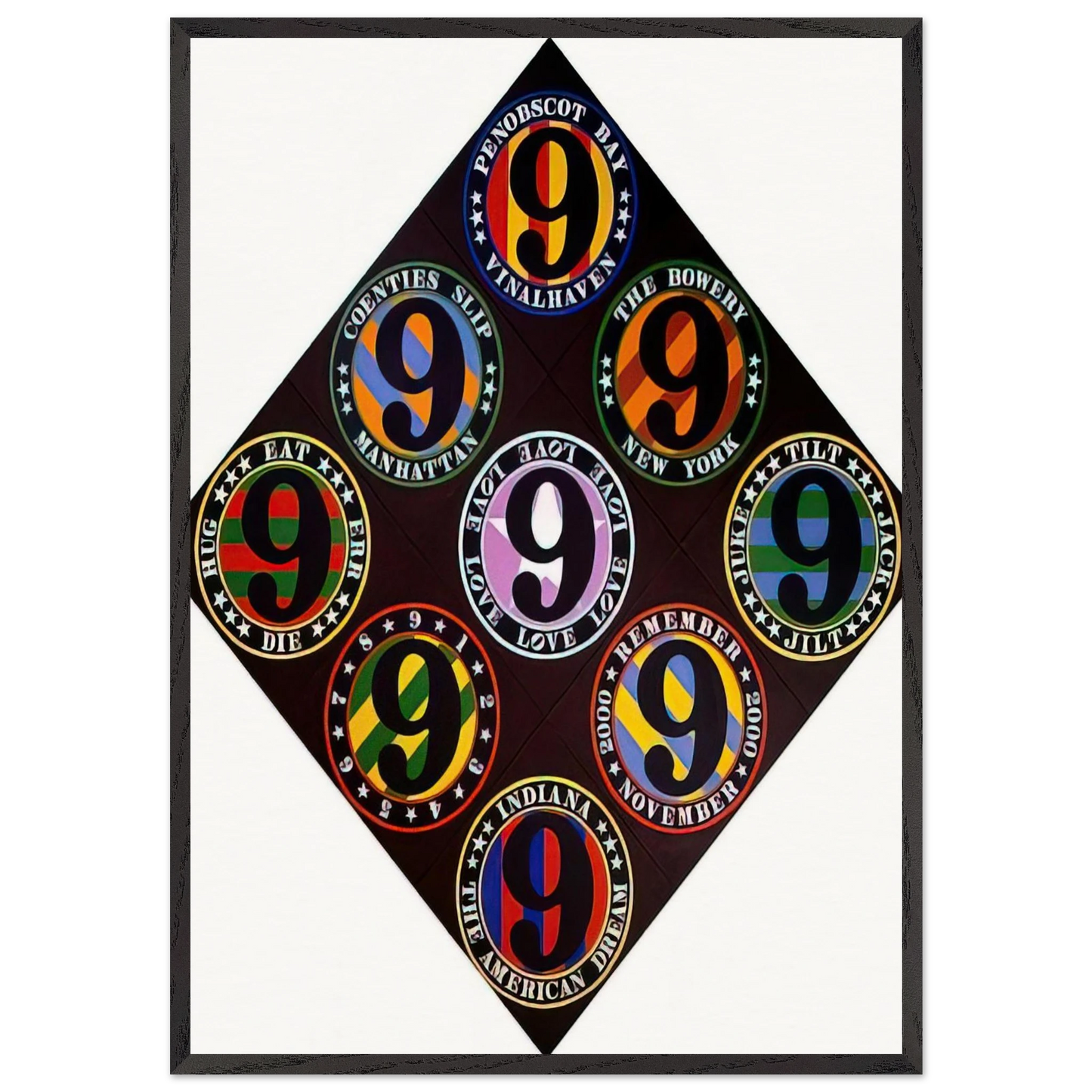 The Ninth American Dream - Robert Indiana 70x100 cm / 28x40 inches Framed Art Print – Black Wooden Frame
