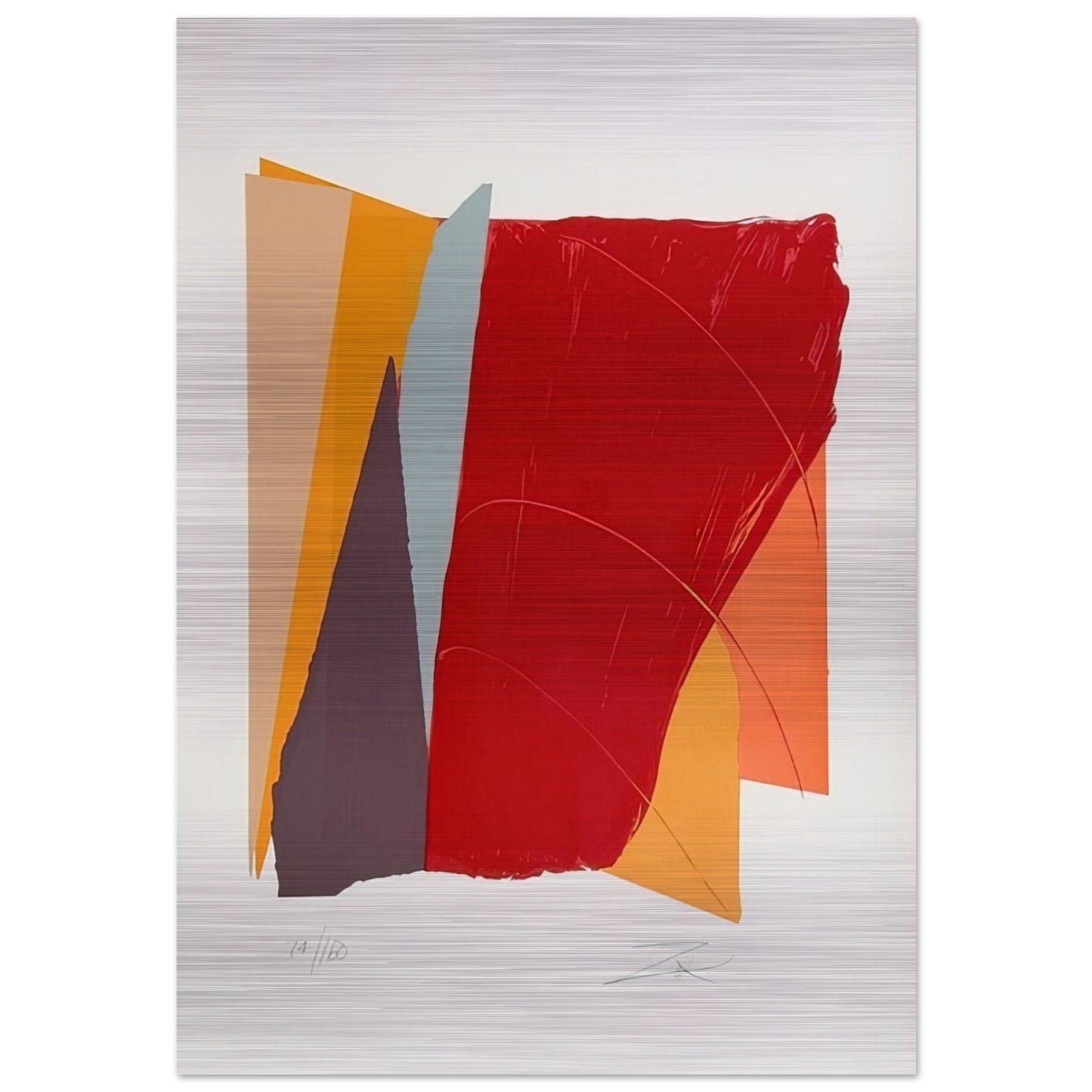 Red Line I - 1979 - Larry Zox Brushed Aluminum Print - 70x100 cm / 28x40 inches | Larry Zox Aluminum Print | Larry Zox Prints