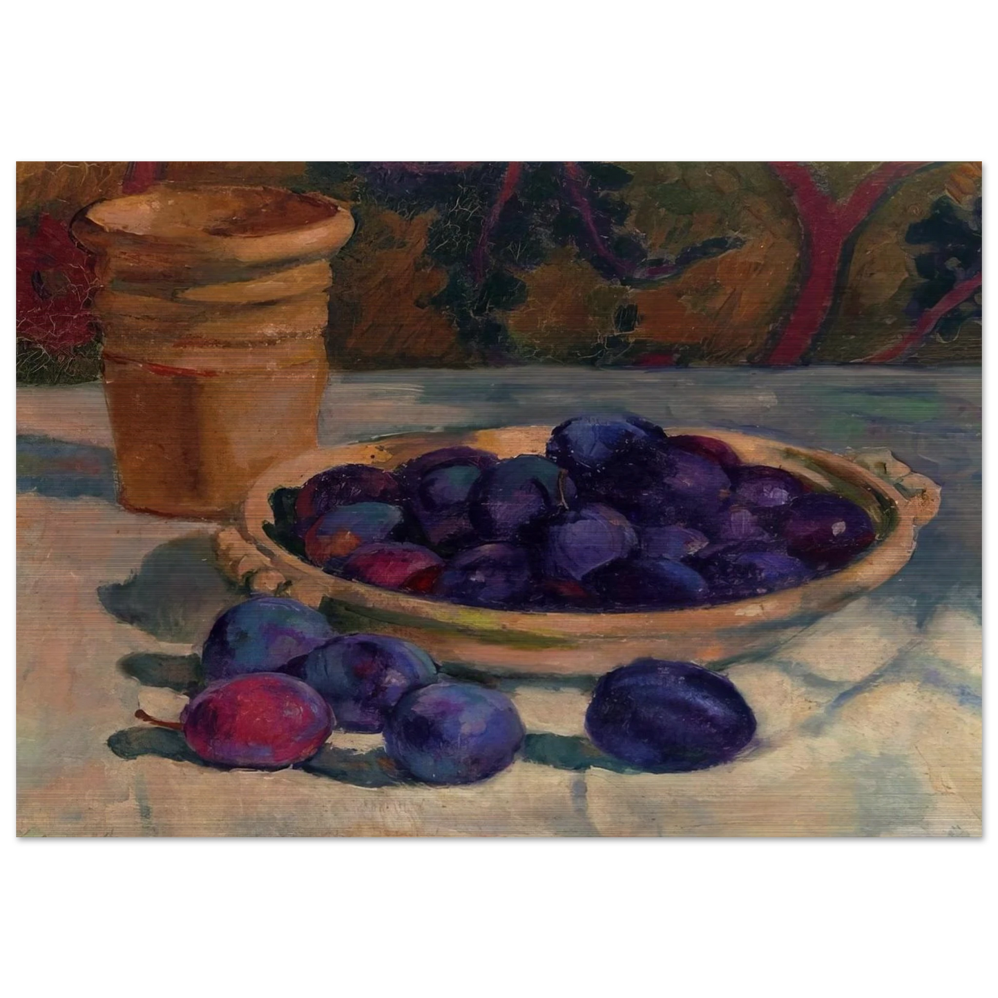 STILL LIFE WITH PLUMS 1926 - Theo van Rysselberghe Brushed Aluminum Print - 70x100 cm / 28x40 inches | Theo van Rysselberghe Aluminum Print | Theo van Rysselberghe Prints