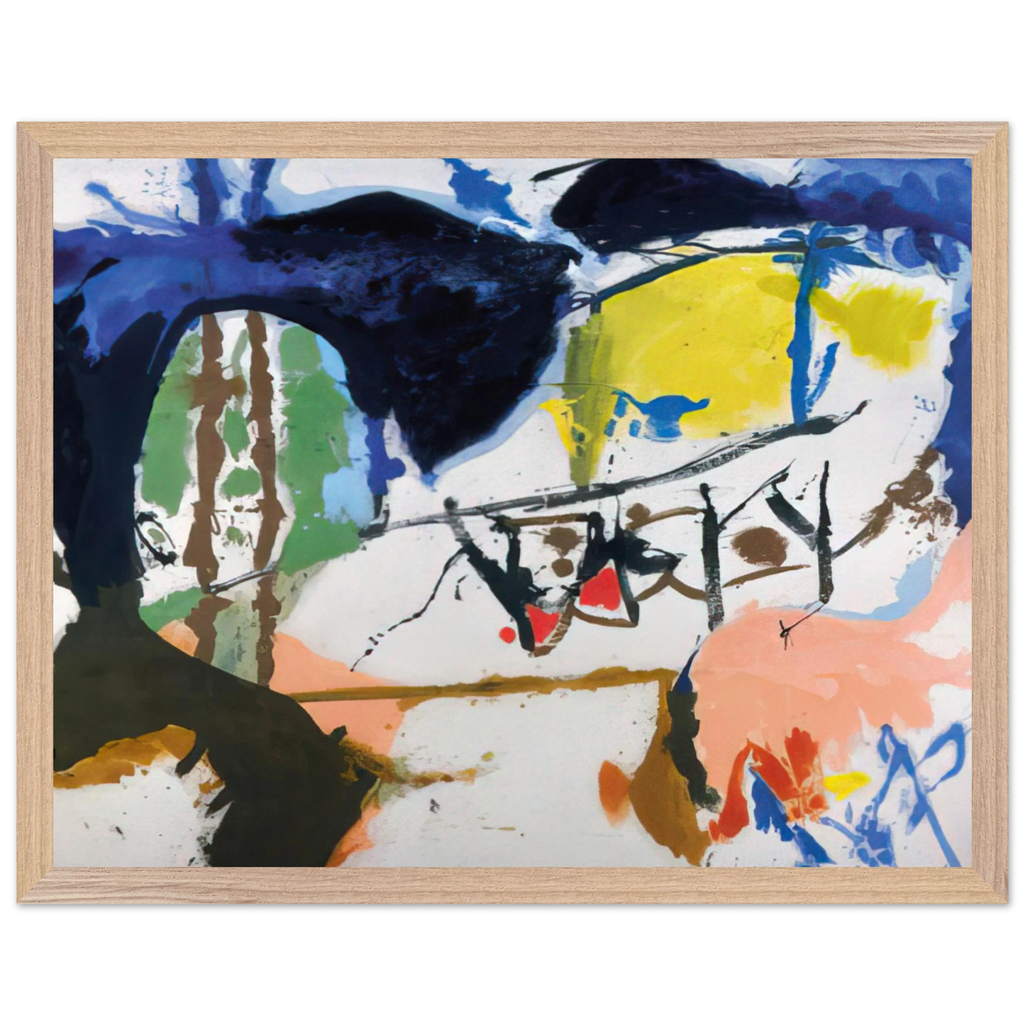 Helen Frankenthaler - Acres - 1959 Wall art - 30x45 cm / 12x18 inches - Premium Wooden Framed Poster With Fine Art Paper-canvas - Wood frame