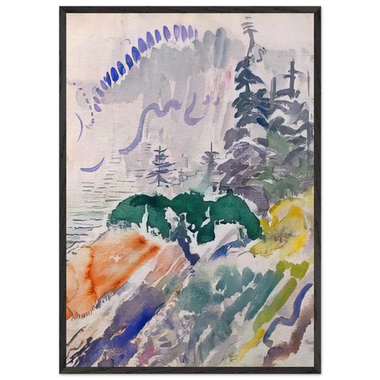 Marin Island - 1914 - John Marin 70x100 cm / 28x40 inches Framed Art Print – Black Wooden Frame