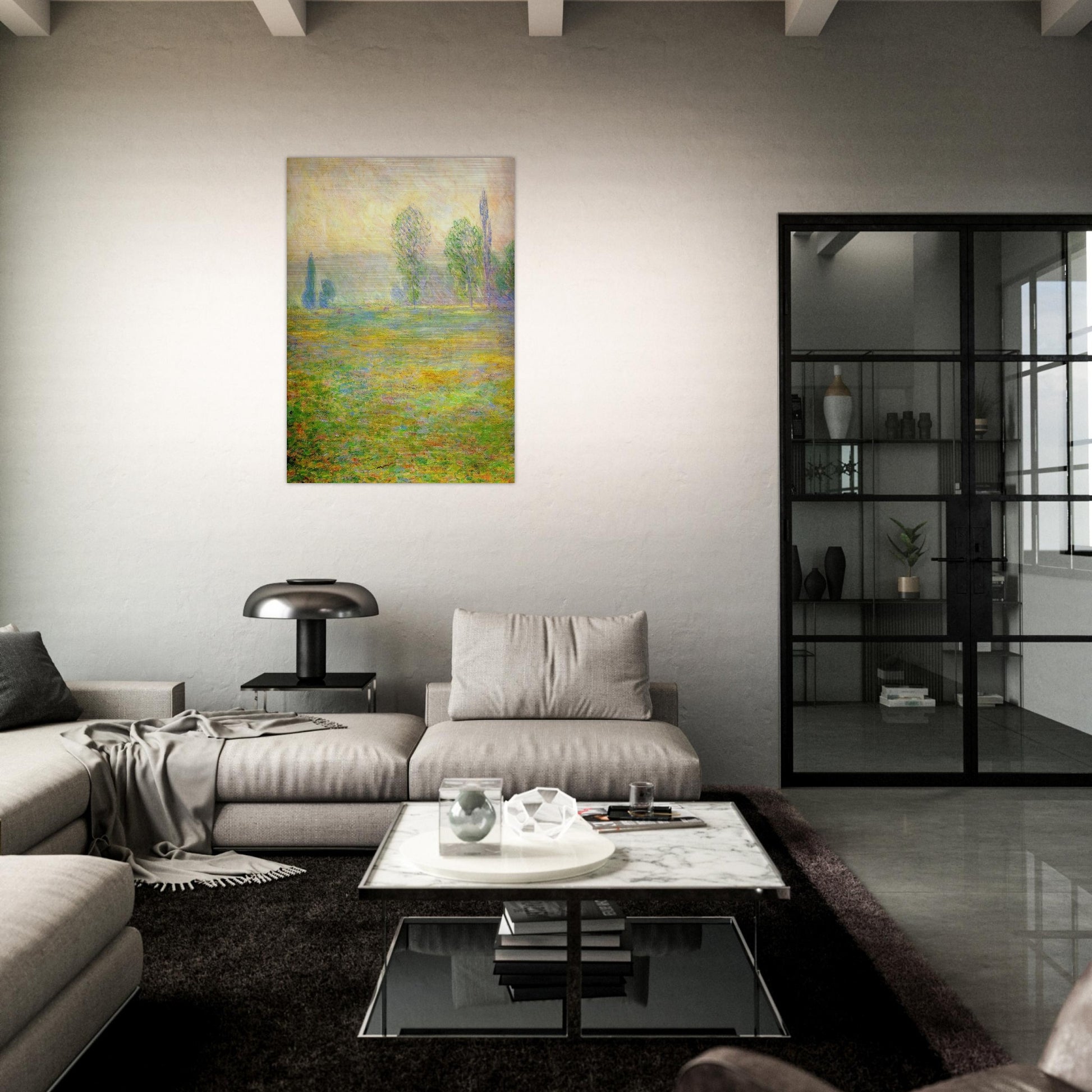 Meadows in Giverny - claude monet Brushed Aluminum Print - 70x100 cm / 28x40 inches | claude monet Aluminum Print | claude monet Prints