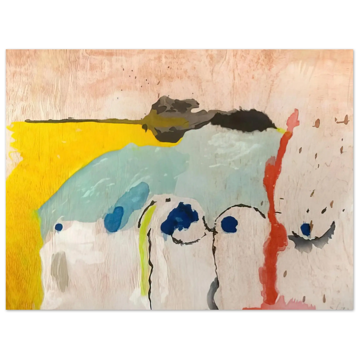 Helen Frankenthaler - Tales of Genji I - 1998 Wall art - 28x43  cm / XL (11x17 Inches) - Premium Wooden Framed Poster With Fine Art Paper - Wood frame
