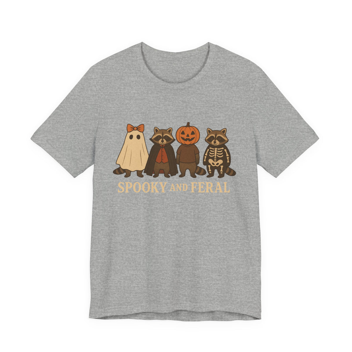 Gruseliges Waschbär-Shirt, lustiges Halloween-T-Shirt mit Grafik, süßes Vintage-Herbst-T-Shirt, trendiges Damen-Halloween-Shirt, T-Shirt mit wildem Waschbär-Motiv
