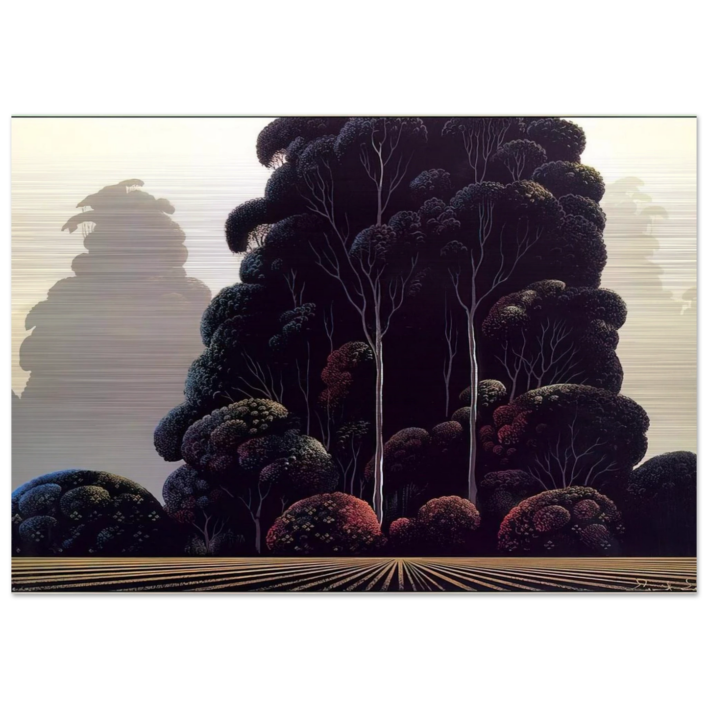 Autumn - Eyvind Earle Brushed Aluminum Print - 70x100 cm / 28x40 inches | Eyvind Earle Aluminum Print | Eyvind Earle Prints