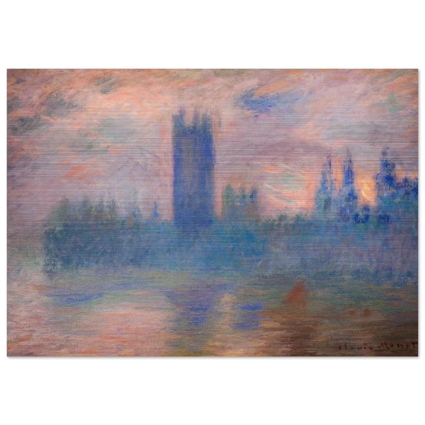 Houses of Parliament, Westminster - claude monet Brushed Aluminum Print - 70x100 cm / 28x40 inches | claude monet Aluminum Print | claude monet Prints