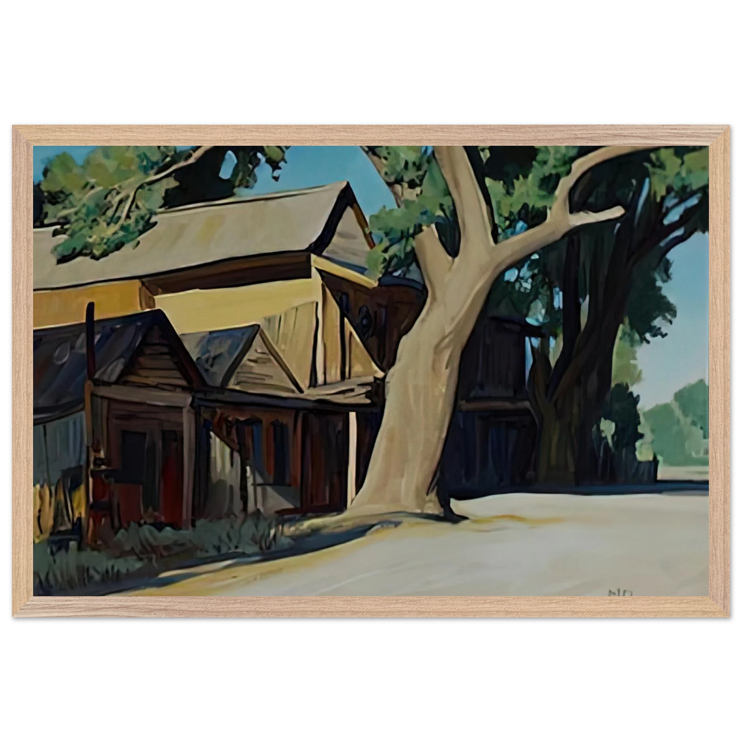 Maynard Dixon - OLD CHINATOWN CARSON CITY NEVADA 1937 Wall art - 30x40 cm / 12x16 inches - Premium Wooden Framed Poster With Fine Art Paper-canvas - Wood frame