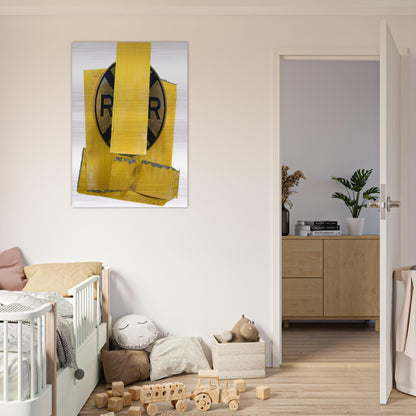 YELLOW VISOR GLUT 1989 - Robert Rauschenberg Brushed Aluminum Print - 70x100 cm / 28x40 inches | Robert Rauschenberg Aluminum Print | Robert Rauschenberg Prints