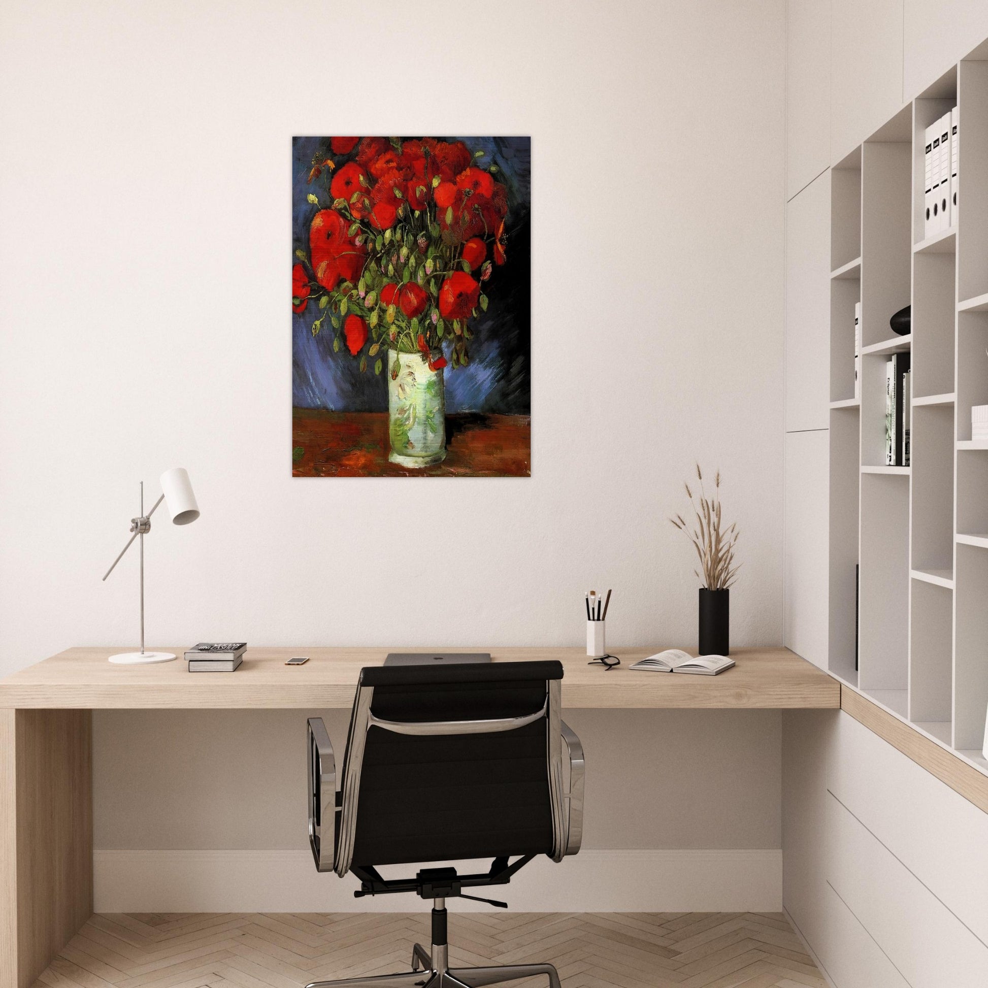 Vase with Red Poppies - Vincent van Gogh Brushed Aluminum Print - 70x100 cm / 28x40 inches | Vincent van Gogh Aluminum Print | Vincent van Gogh Prints