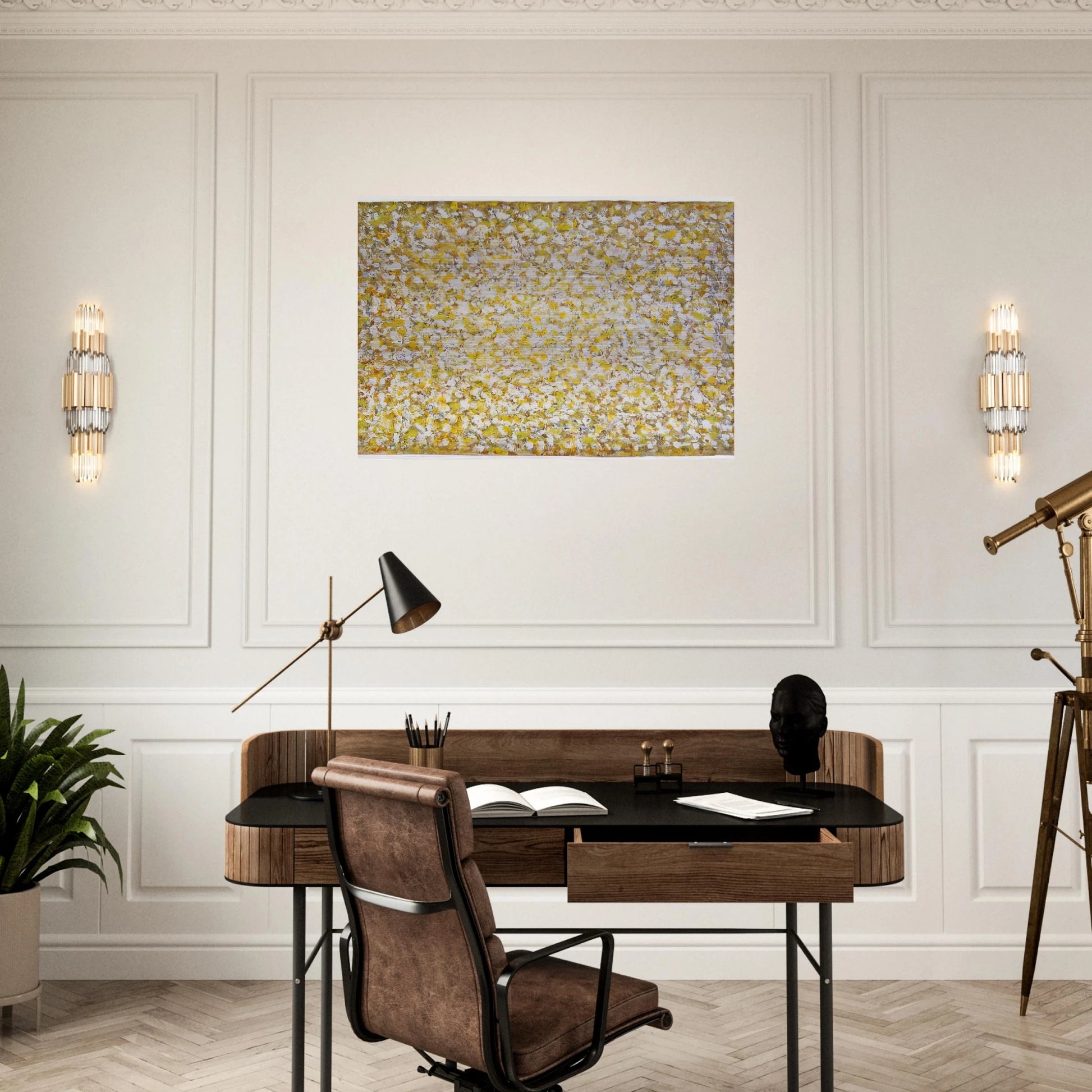 Serpentine Saffron - 1969 - Richard Pousette-Dart Brushed Aluminum Print - 70x100 cm / 28x40 inches | Richard Pousette-Dart Aluminum Print | Richard Pousette-Dart Prints