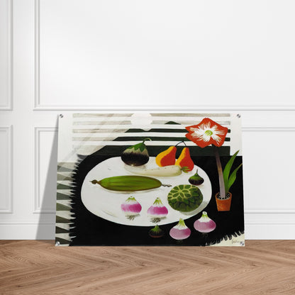 Still life with pears and onions - 1992 - Mary Fedden Acrylic Print - 70x100 cm / 28x40″ inches | Mary Fedden Wall Art | Mary Fedden Prints