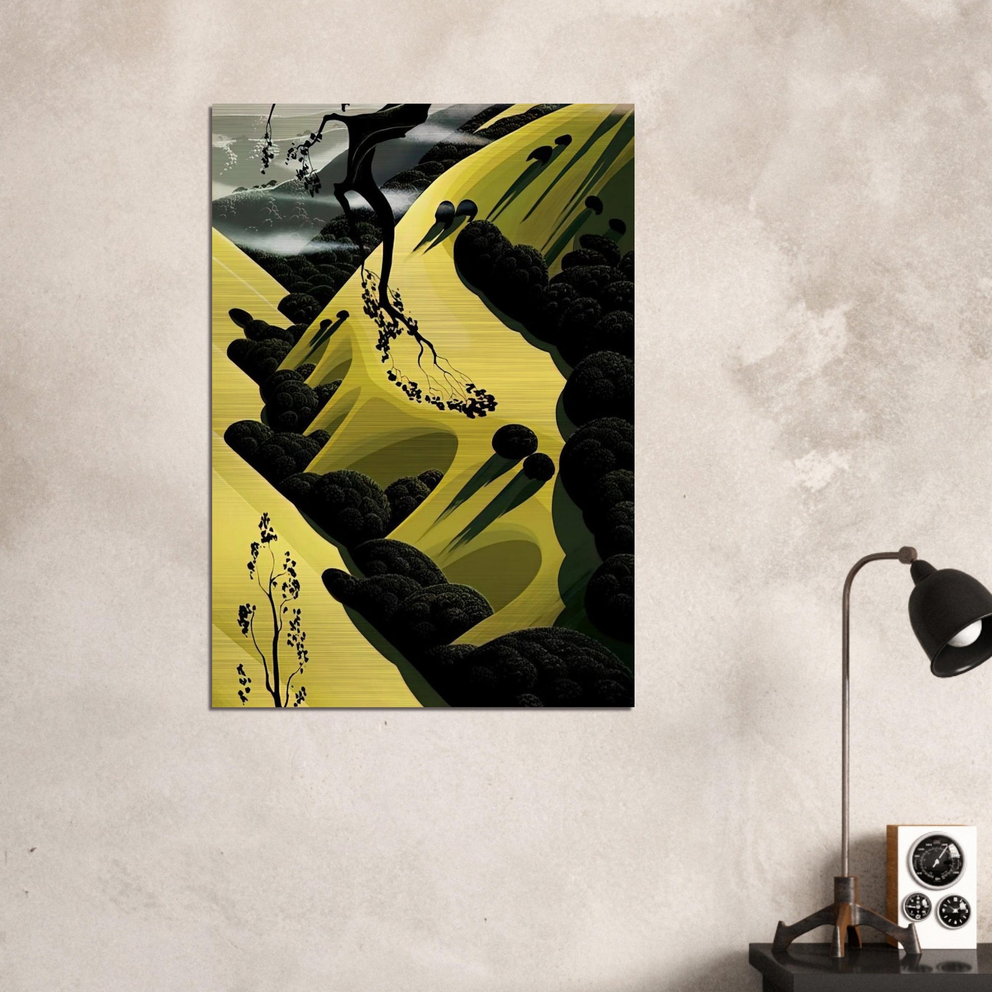 High Country Valley - Eyvind Earle Brushed Aluminum Print - 70x100 cm / 28x40 inches | Eyvind Earle Aluminum Print | Eyvind Earle Prints