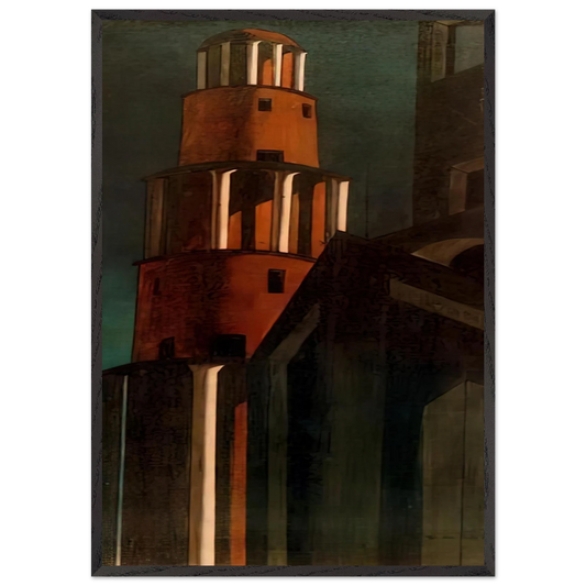 THE TOWER - Giorgio de Chirico 70x100 cm / 28x40 inches Framed Art Print – Black Wooden Frame