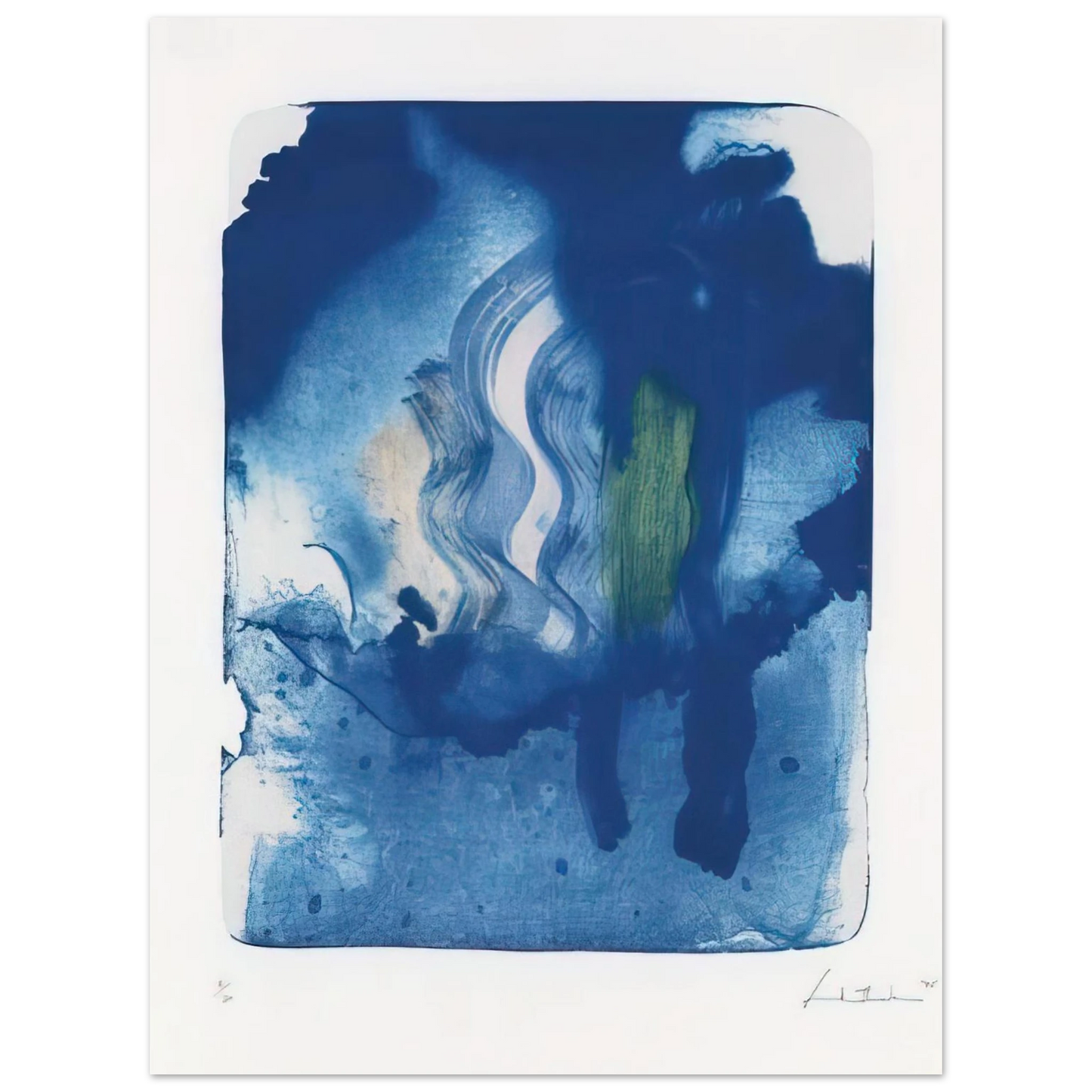 Helen Frankenthaler - Reflections V - 1995 Wall art - A2 (42 x 59.4  cm) - Premium Wooden Framed Poster With Fine Art Paper-canvas - White frame