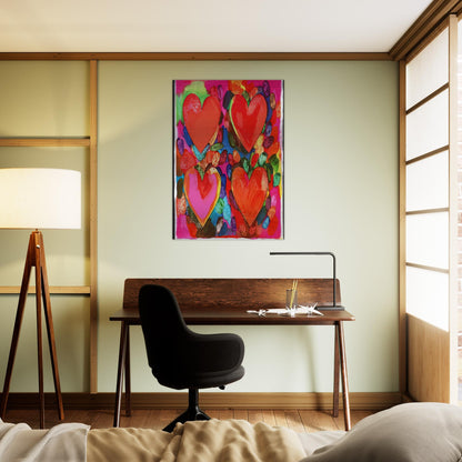 FOUR HEARTS 1969 - Jim Dine Brushed Aluminum Print - 70x100 cm / 28x40 inches | Jim Dine Aluminum Print | Jim Dine Prints