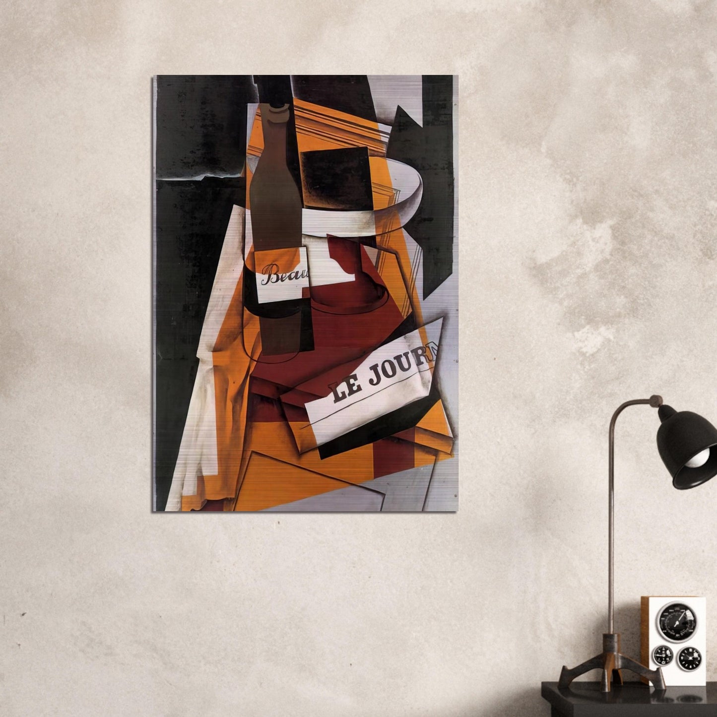 BOTTLE NEWSPAPER AND FRUIT BOWL 1915 - Juan Gris Brushed Aluminum Print - 70x100 cm / 28x40 inches | Juan Gris Aluminum Print | Juan Gris Prints