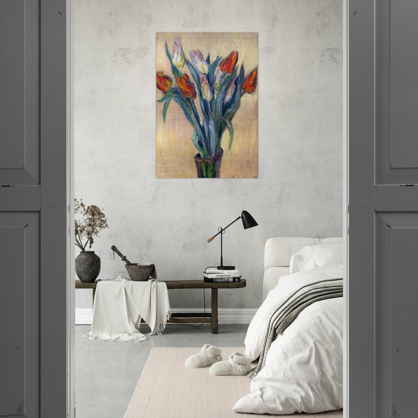 Vase of Tulips - claude monet Brushed Aluminum Print - 70x100 cm / 28x40 inches | claude monet Aluminum Print | claude monet Prints