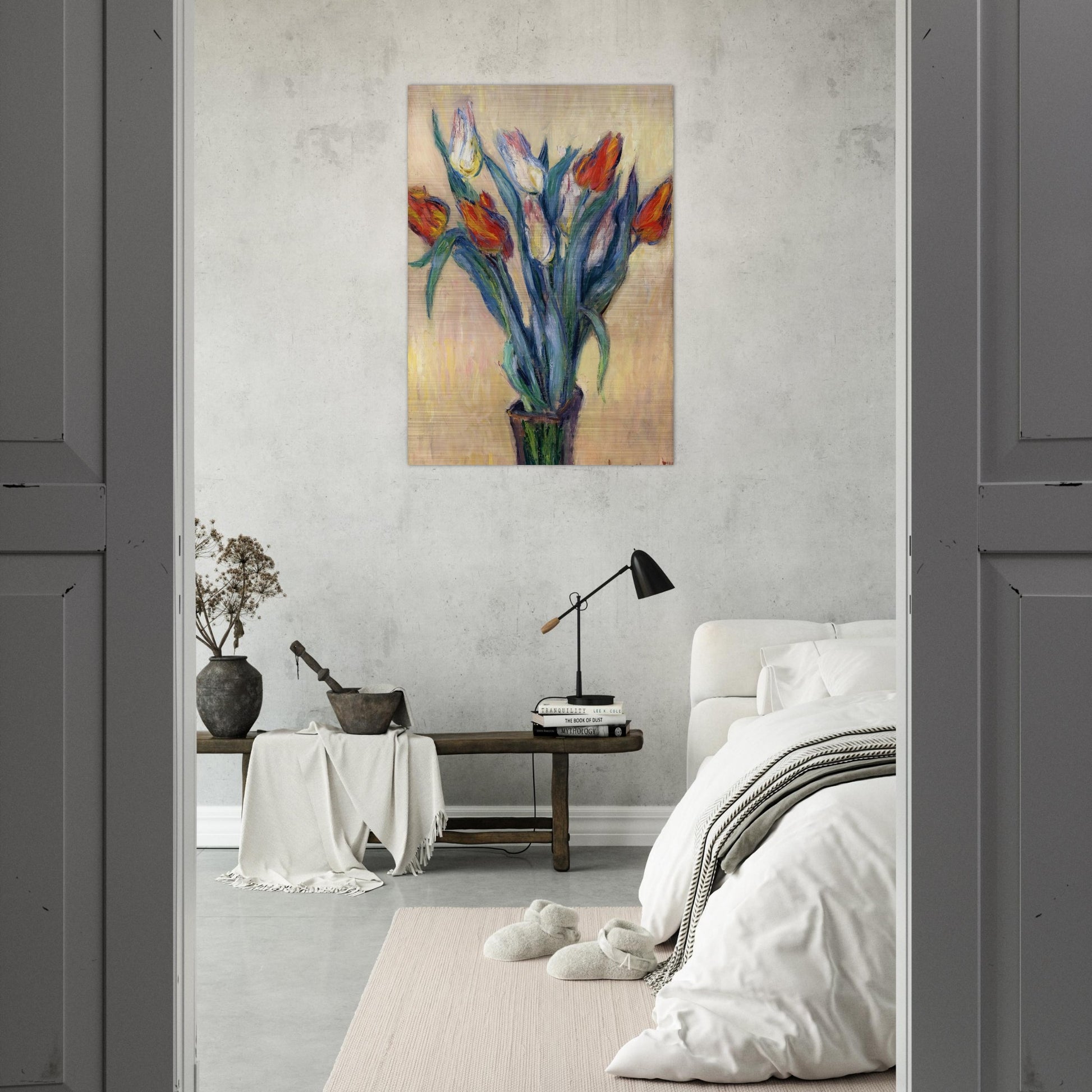 Vase of Tulips - claude monet Brushed Aluminum Print - 70x100 cm / 28x40 inches | claude monet Aluminum Print | claude monet Prints