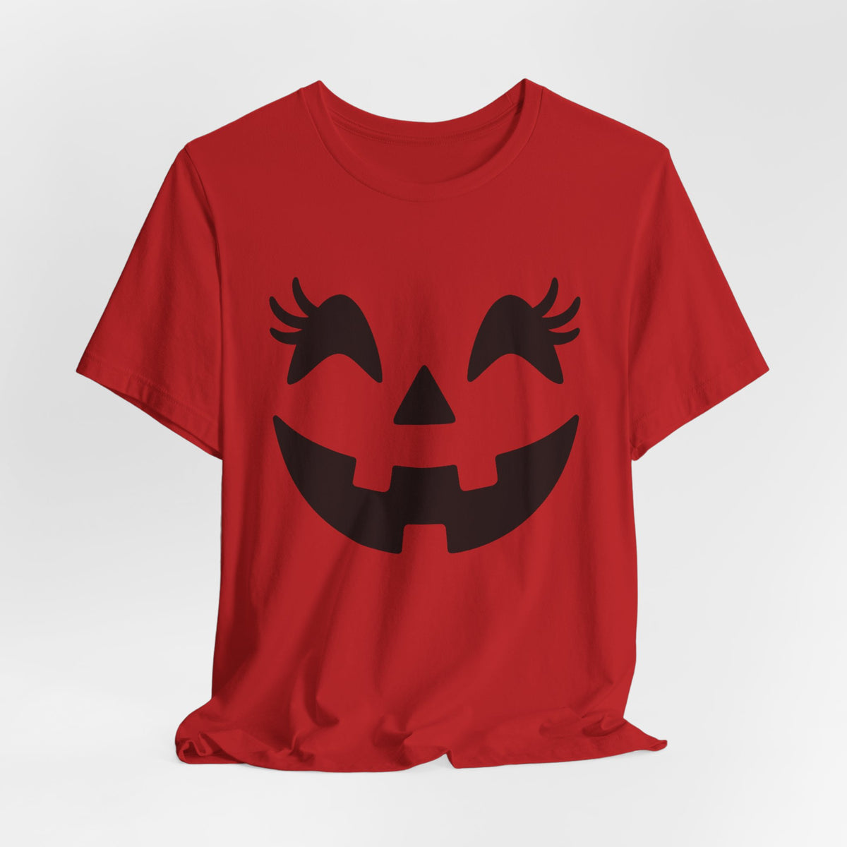 Jack O'Lantern Gesicht Kürbis Wimpern Halloween Damen Mädchen T-Shirt