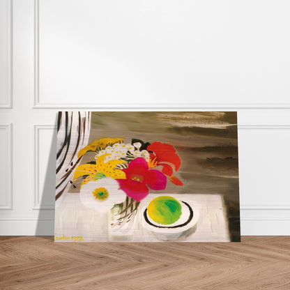 Still Life with Fruit and Flowers - 1988 - Mary Fedden Brushed Aluminum Print - 70x100 cm / 28x40 inches | Mary Fedden Aluminum Print | Mary Fedden Prints
