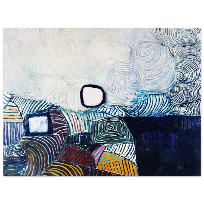 Victor Pasmore - SPIRAL DEVELOPMENT IN GREEN VIOLET BLUE GOLD 1951  75x100 cm / 30x40inches Fine Art Poster