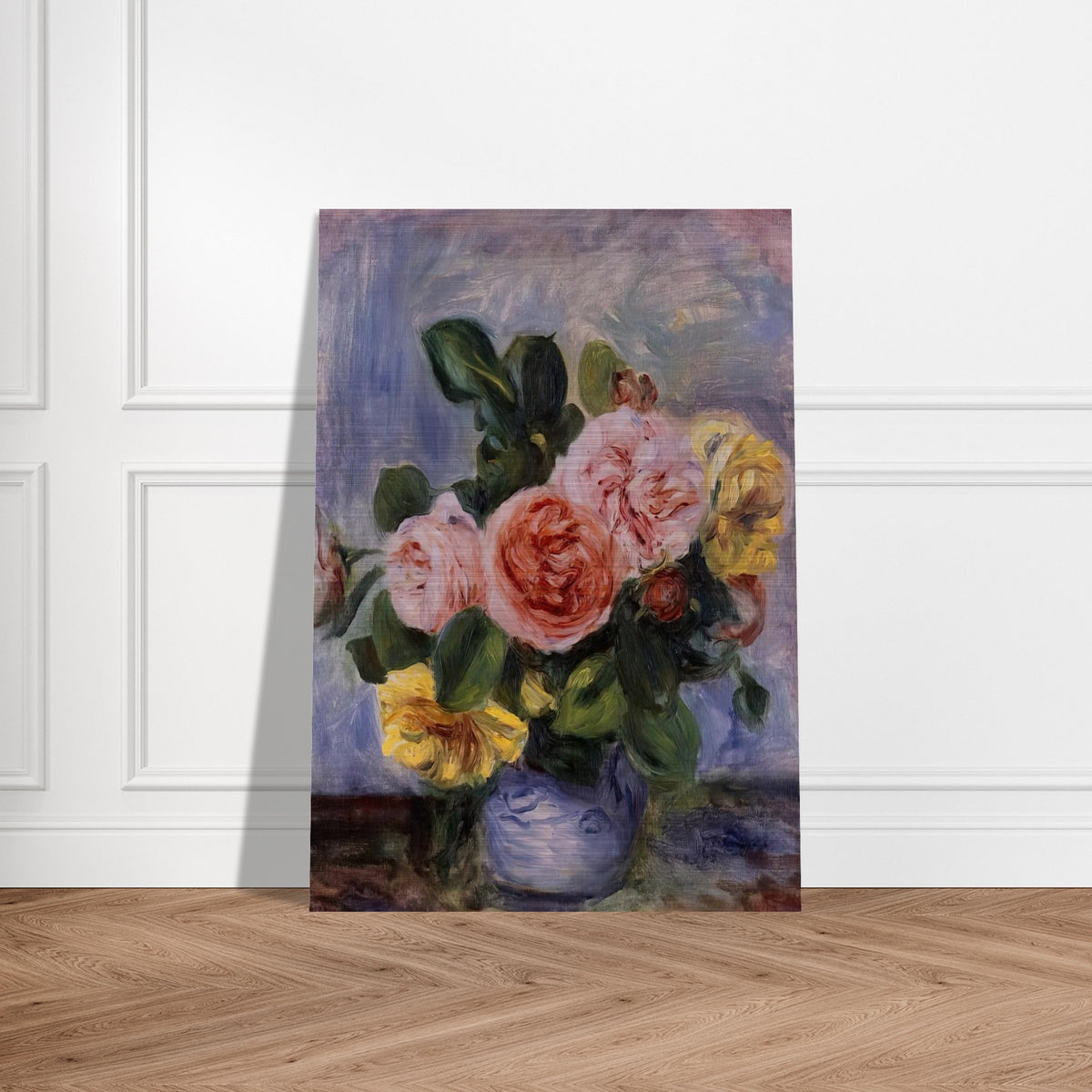 Roses in a Vase - Pierre-Auguste Renoir Brushed Aluminum Print - 70x100 cm / 28x40 inches | Pierre-Auguste Renoir Aluminum Print | Pierre-Auguste Renoir Prints