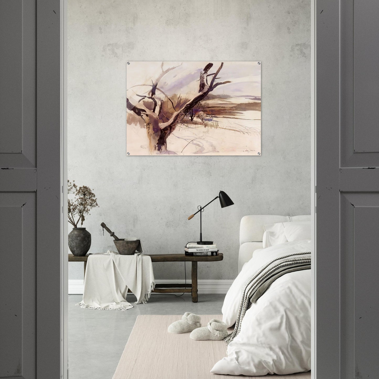 WINTER FARM SCENE - Andrew Wyeth Acrylic Print - 70x100 cm / 28x40″ inches | Andrew Wyeth Wall Art | Andrew Wyeth Prints