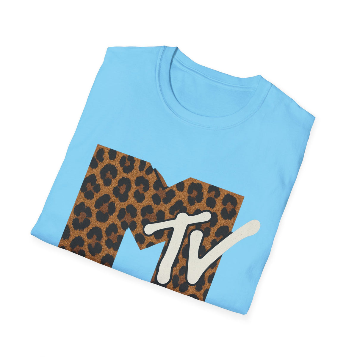 Vintage MTV T-Shirt mit Leopardenmuster, Retro-Musik- und Fernseh-Look der 80er und 90er Jahre, Unisex-Rock-Shirt mit Tiermotiv