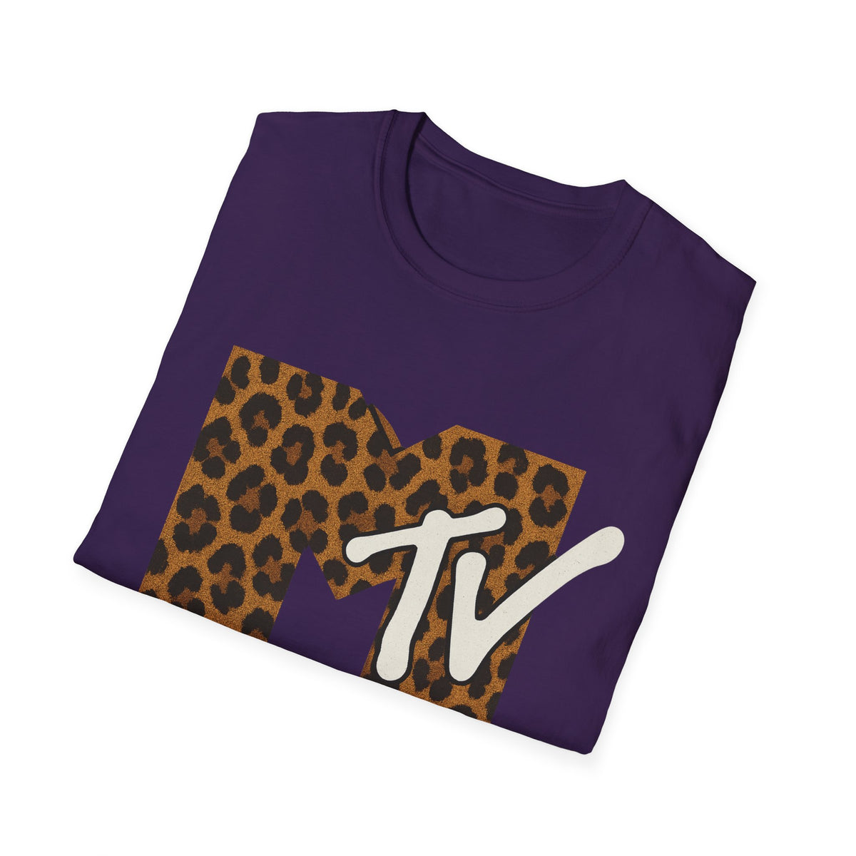 Vintage MTV T-Shirt mit Leopardenmuster, Retro-Musik- und Fernseh-Look der 80er und 90er Jahre, Unisex-Rock-Shirt mit Tiermotiv