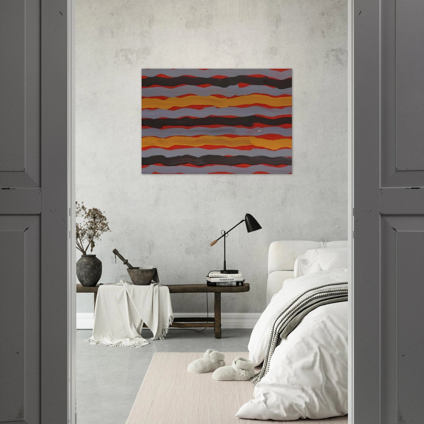 Spear Dreaming - 2001 - Clifford Possum Tjapaltjarri Brushed Aluminum Print - 70x100 cm / 28x40 inches | Clifford Possum Tjapaltjarri Aluminum Print | Clifford Possum Tjapaltjarri Prints