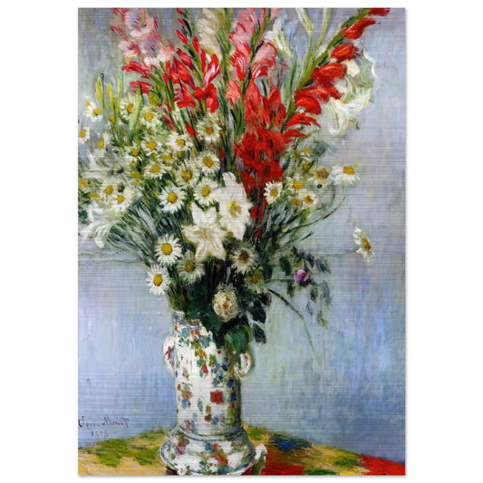 Bouquet of Gadiolas, Lilies and Dasies - claude monet Brushed Aluminum Print - 70x100 cm / 28x40 inches | claude monet Aluminum Print | claude monet Prints