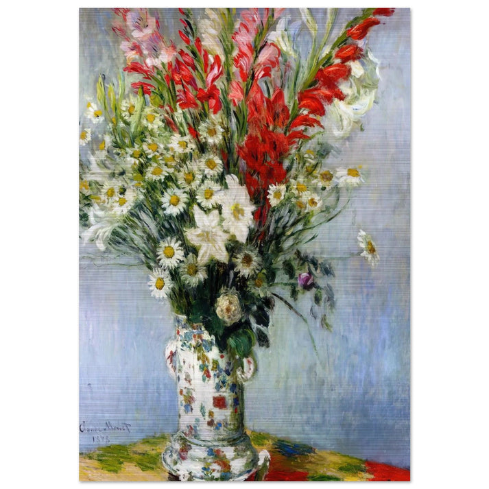 Bouquet of Gadiolas, Lilies and Dasies - claude monet Brushed Aluminum Print - 70x100 cm / 28x40 inches | claude monet Aluminum Print | claude monet Prints